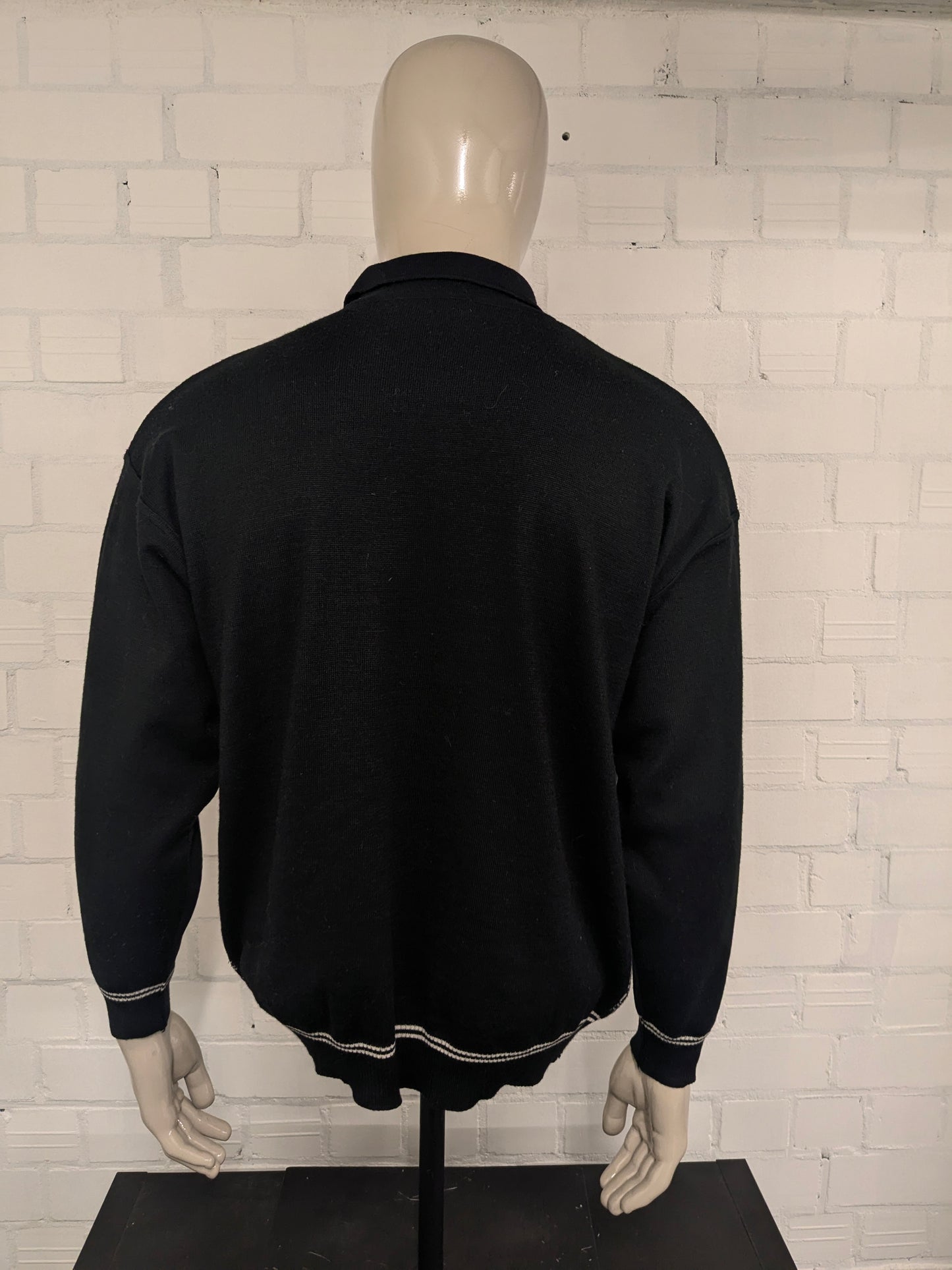 Suéter vintage Ortomag con cremallera. Beige de color negro. Tamaño 2xl / xxl.