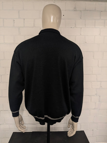 Suéter vintage Ortomag con cremallera. Beige de color negro. Tamaño 2xl / xxl.