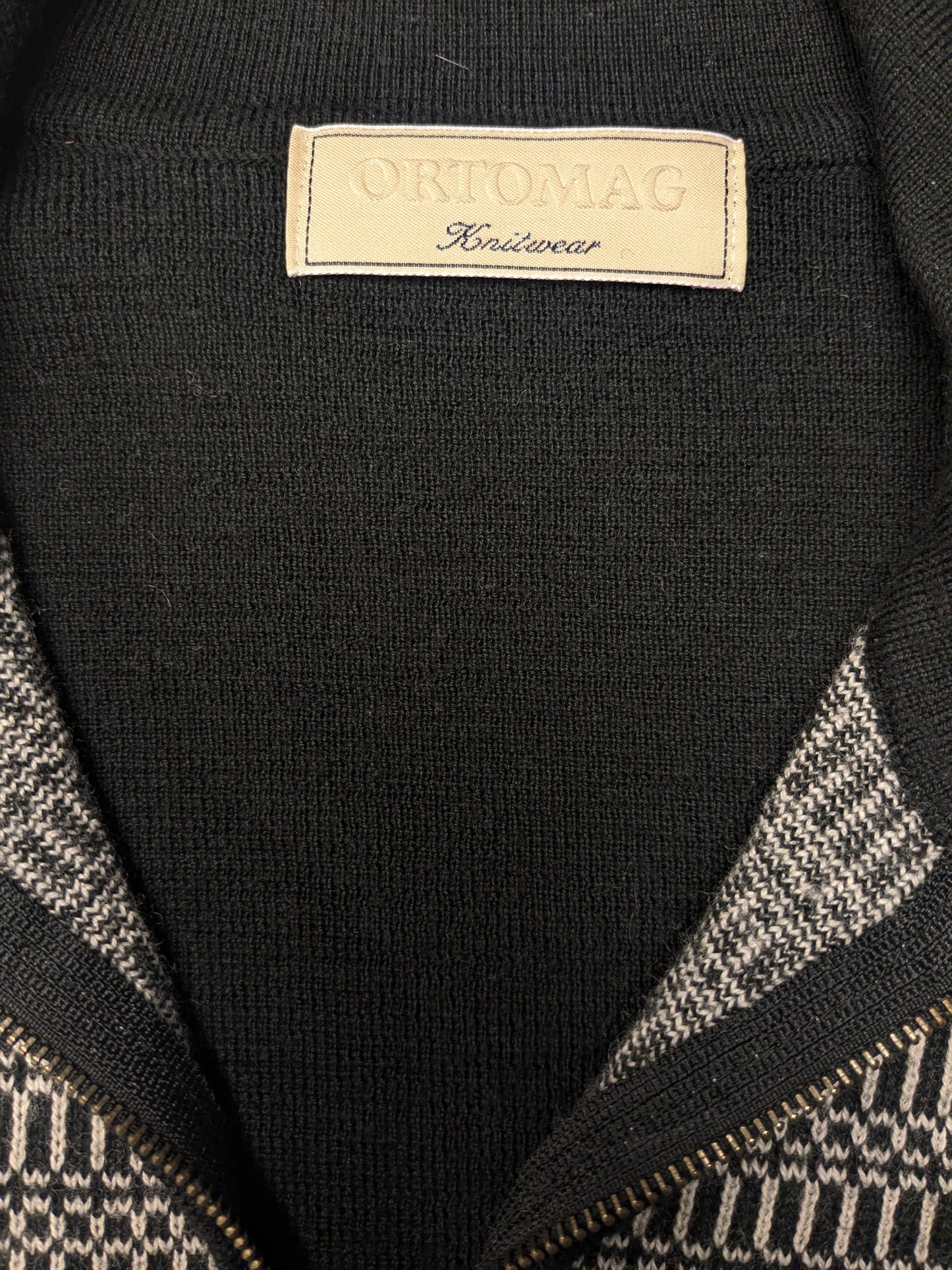 Suéter vintage Ortomag con cremallera. Beige de color negro. Tamaño 2xl / xxl.