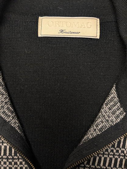 Suéter vintage Ortomag con cremallera. Beige de color negro. Tamaño 2xl / xxl.