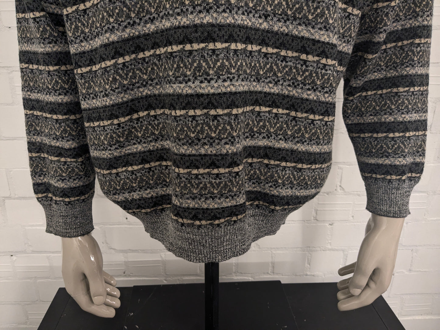 Vintage Mondi Sports Wear Polotrui. Impression gris vert beige. Taille xl.