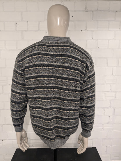 Vintage Mondi Sports Wear Polotrui. Impression gris vert beige. Taille xl.