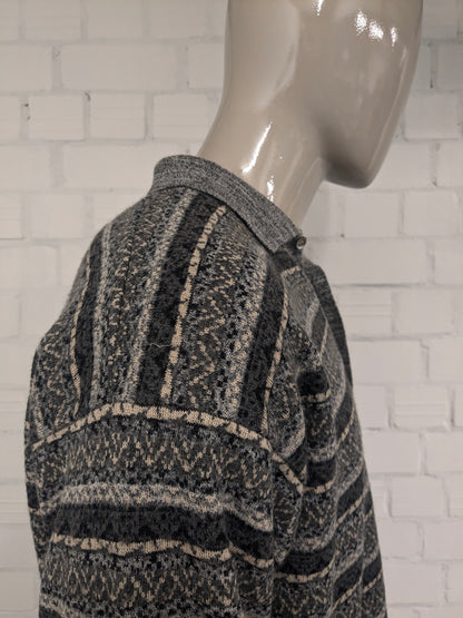 Vintage Mondi Sports Wear Polotrui. Impression gris vert beige. Taille xl.