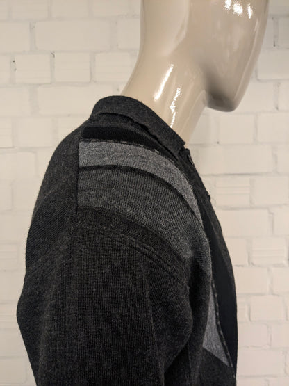 Vintage Belika wool polo sweater. Gray black colored. Size XL. 50% wool.