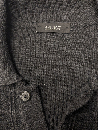 Vintage Belika wool polo sweater. Gray black colored. Size XL. 50% wool.