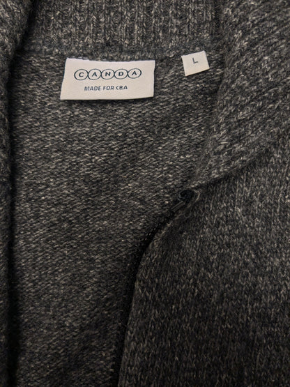 Canda woolen sweater with zipper. Gray colored. Size L. 60% Wool.