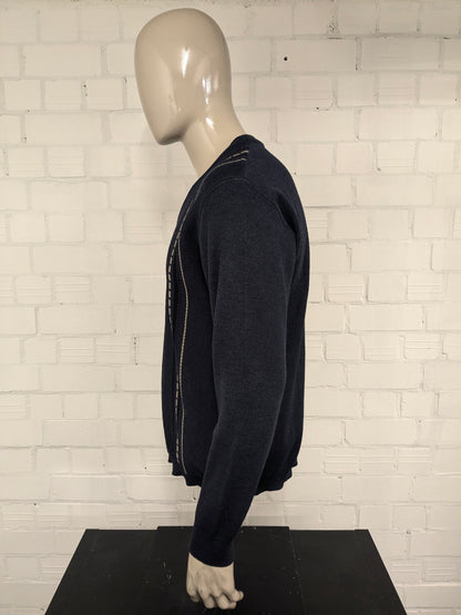 Suéter de lana de Luigi Luigi Luigi con cuello en V. Blue beige de color negro. Tamaño L. 50% de lana.