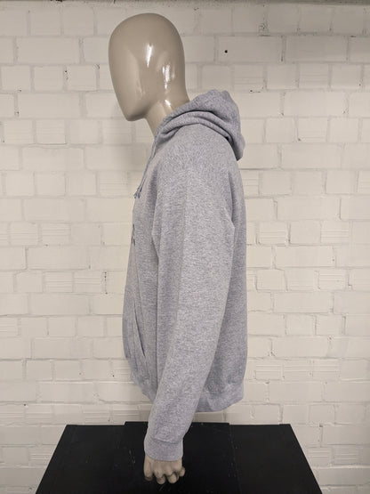 Felpa con cappuccio da basket di basket dell'Indiana NBA. Grigio mescolato con stampa. Taglia L.