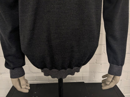 British Indigo wool sweater with V-neck and buttons. Dark gray colored. Size 2XL / XXL. 100% wool