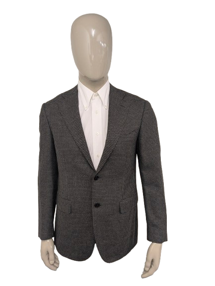 Canali jacket – brown/grey motif – size 52/L