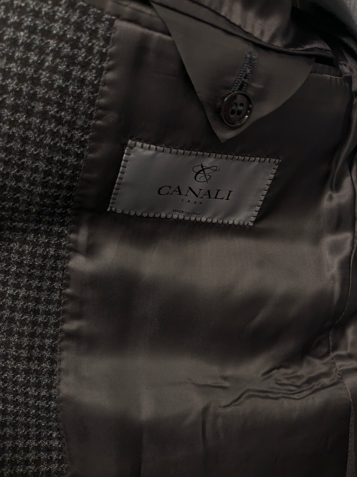 Canali vuole la giacca. Motivo grigio marrone. Dimensione 52 / L.