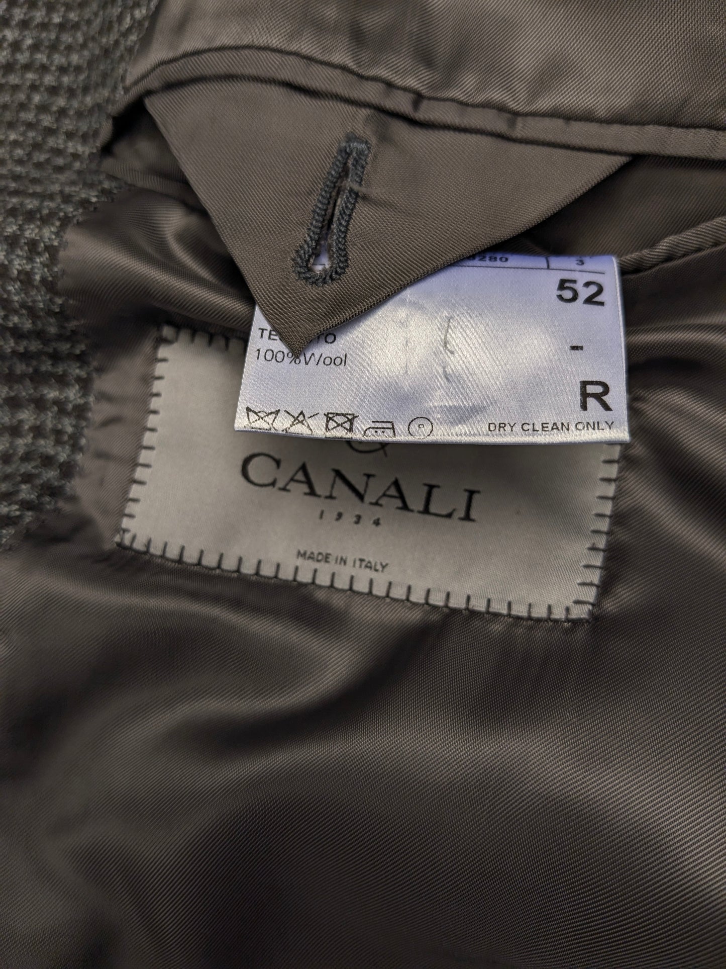 Canali vuole la giacca. Motivo grigio marrone. Dimensione 52 / L.