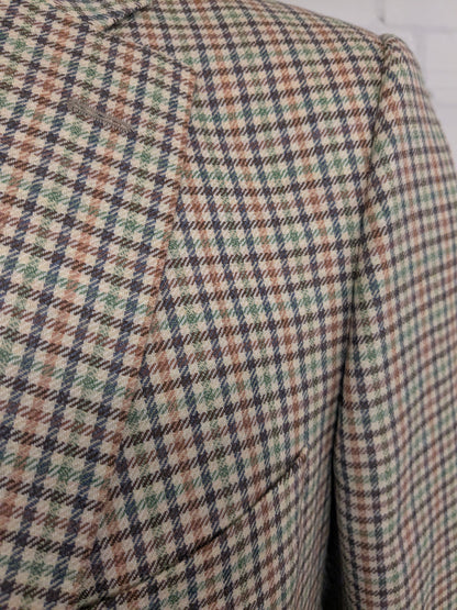 Eduard Dressler Wollen colbert. Beige Groen Bruin Zwart motief. Maat 27 (54 / L).