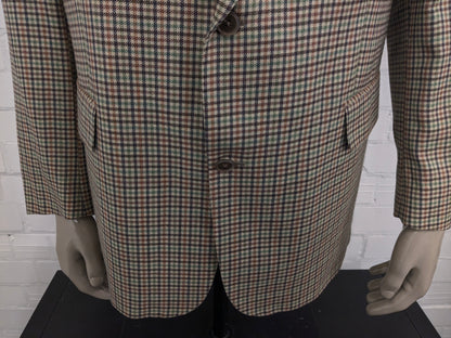 Eduard Dressler Wollen colbert. Beige Groen Bruin Zwart motief. Maat 27 (54 / L).