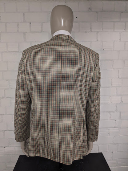 Eduard Dressler Wollen colbert. Beige Groen Bruin Zwart motief. Maat 27 (54 / L).