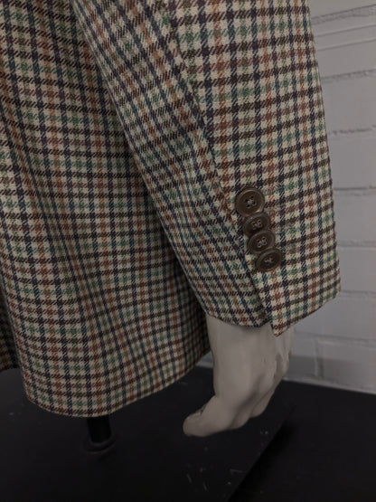 Eduard Dressler Wollen colbert. Beige Groen Bruin Zwart motief. Maat 27 (54 / L).