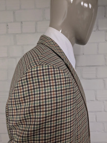 Eduard Dressler Wollen colbert. Beige Groen Bruin Zwart motief. Maat 27 (54 / L).