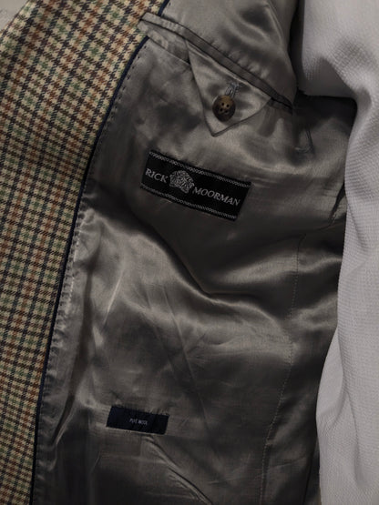 Eduard Dressler Wollen colbert. Beige Groen Bruin Zwart motief. Maat 27 (54 / L).