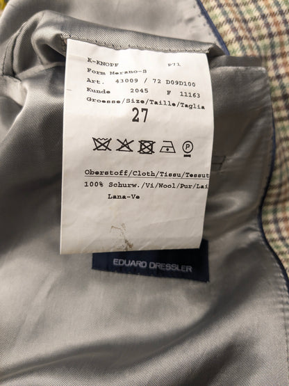 Eduard Dressler Wollen colbert. Beige Groen Bruin Zwart motief. Maat 27 (54 / L).