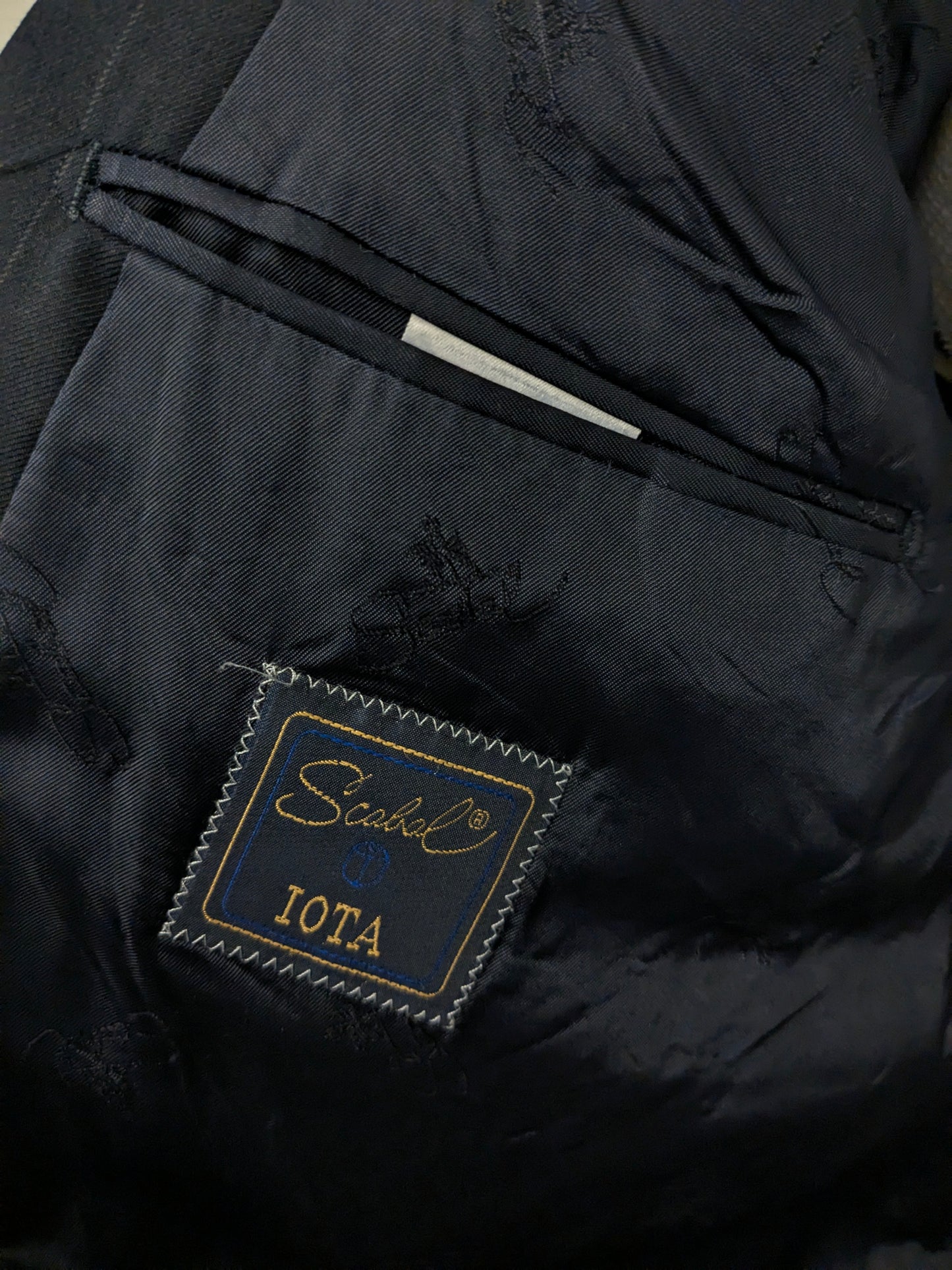 Chaqueta de doble pecho de lana de lana de scabal vintage. Azul oscuro a rayas. Tamaño 28 (56 / xl)