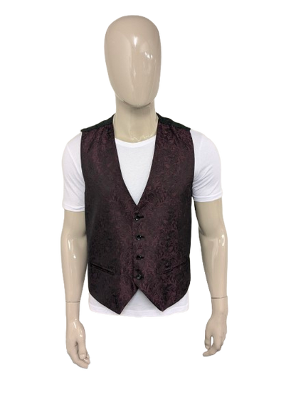 Gilet de gilet de compagnie Cranrat vintage. Bordeaux Motif fleur brillant. Taille L.
