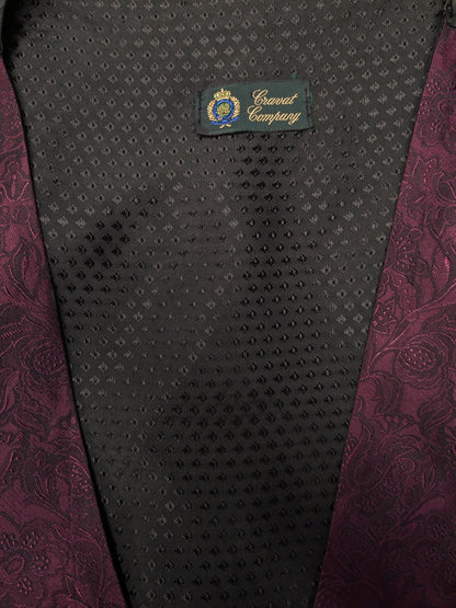 Gilet de gilet de compagnie Cranrat vintage. Bordeaux Motif fleur brillant. Taille L.