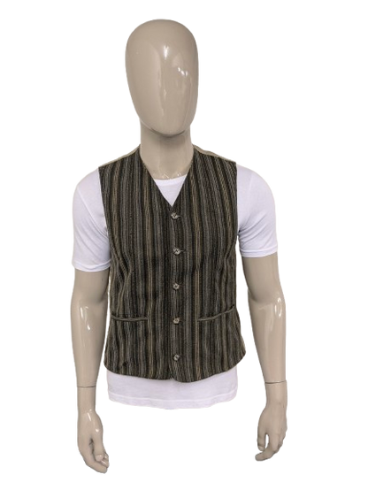 Vintage Men's Fashion Club wafermet. Beige green gray striped. Size M.