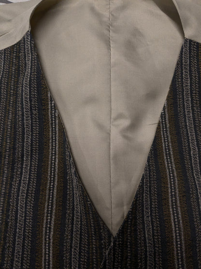 Vintage Men's Fashion Club wafermet. Beige green gray striped. Size M.