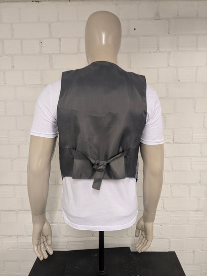 Vintage Orsay waistcoat. Blue beige green brown print. Size S.