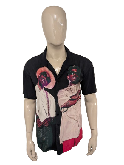 SHIRT SHIRT OUTKEL. Nero con stampa. Taglia M.