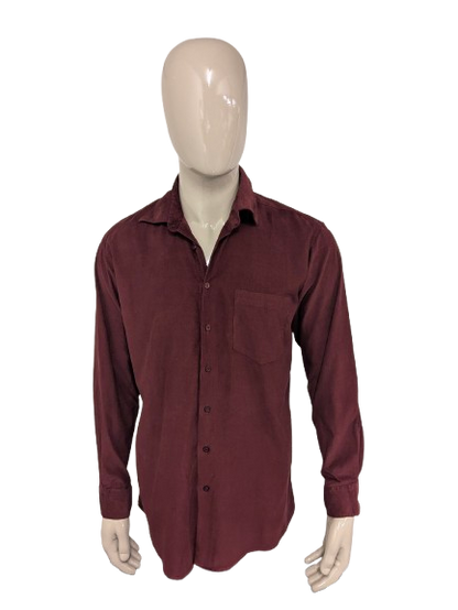 Vintage Angelo Litrico Ribhemd. Schöne Rippe. Bordeaux farbig. Größe L.