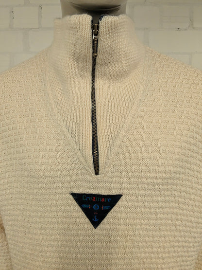 Suéter vintage de lana Creamere con cremallera. Beige grueso tejido. Tamaño 3xl / xxxl.
