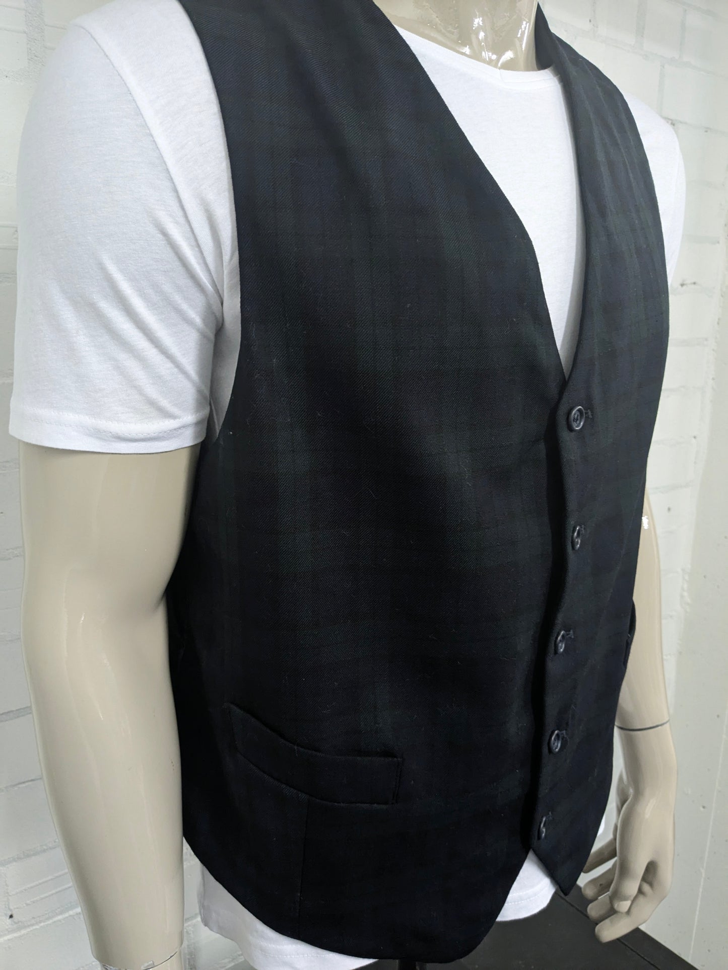 Vitage Vitorio Parutti giletcoat. Blue vert noir vérifié. Taille xl.