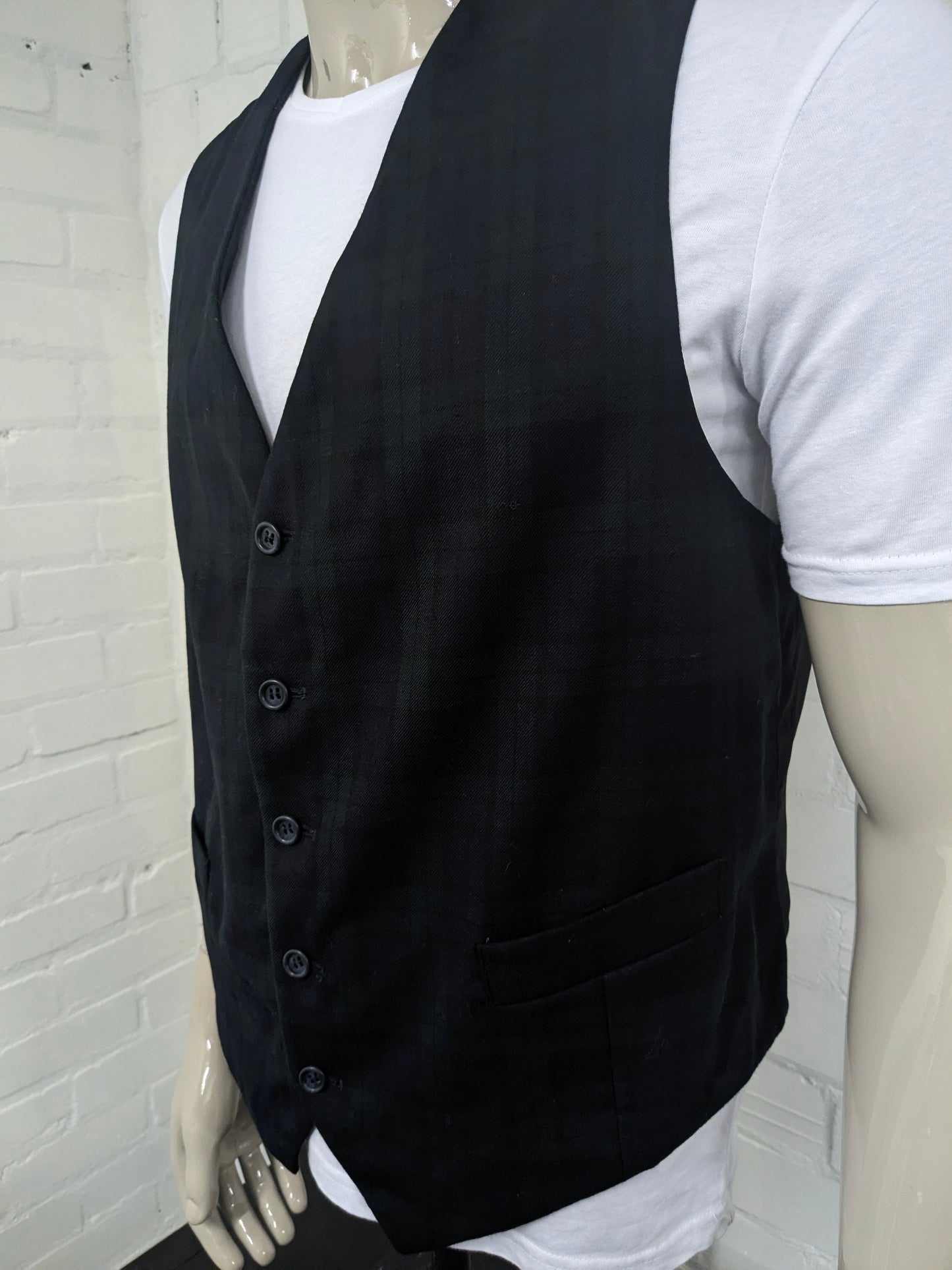 Vitage Vitorio Parutti giletcoat. Blue vert noir vérifié. Taille xl.