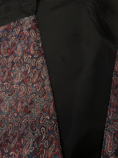 Vintage waistcoat. Red gray shiny paisley motif. Size 2XL / XXL.