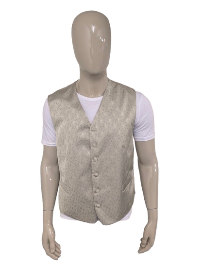 Vintage C&A gilet. Grijs Beige bloemen motief. Maat L.