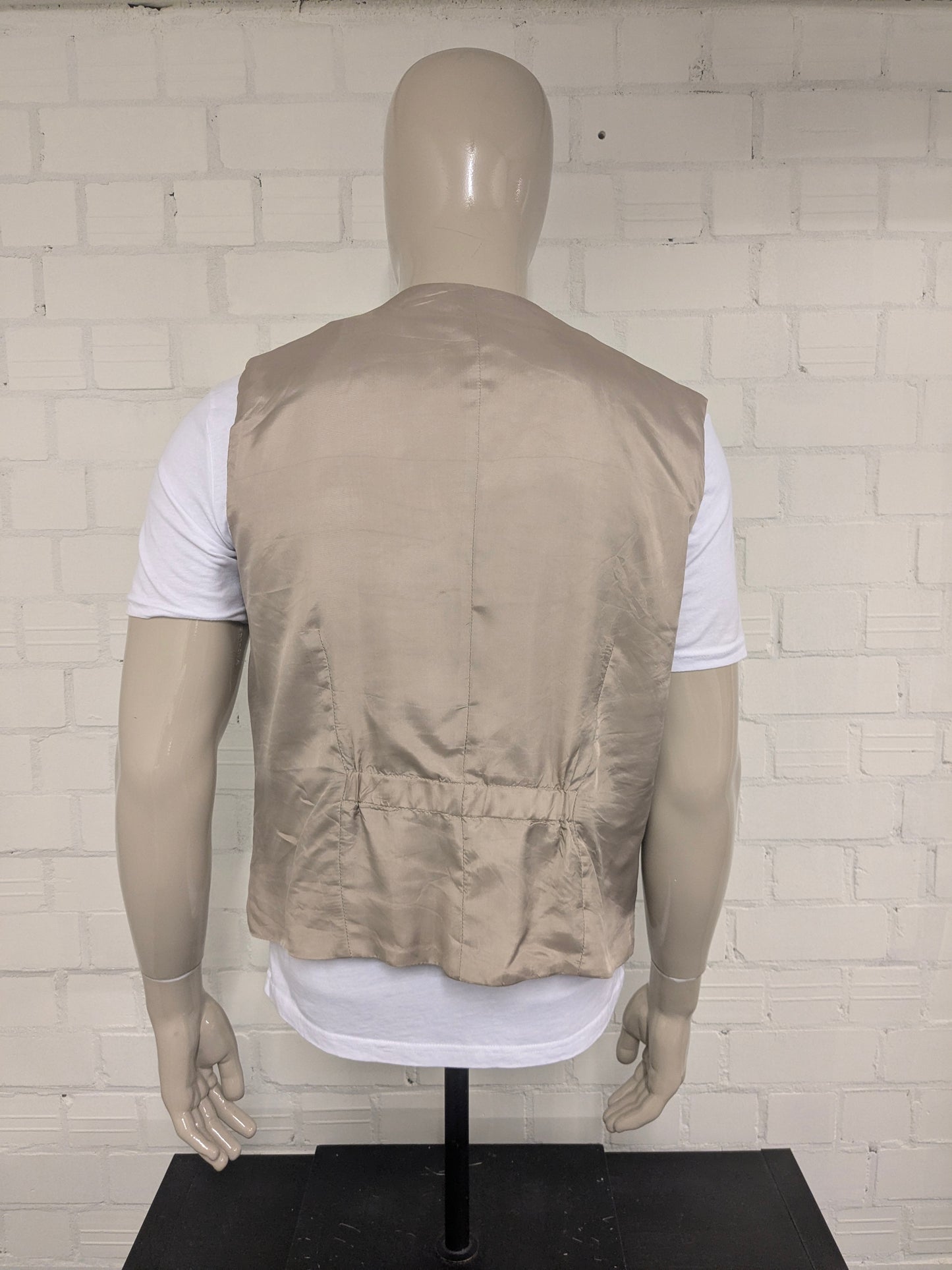 Vintage C&A gilet. Grijs Beige bloemen motief. Maat L.