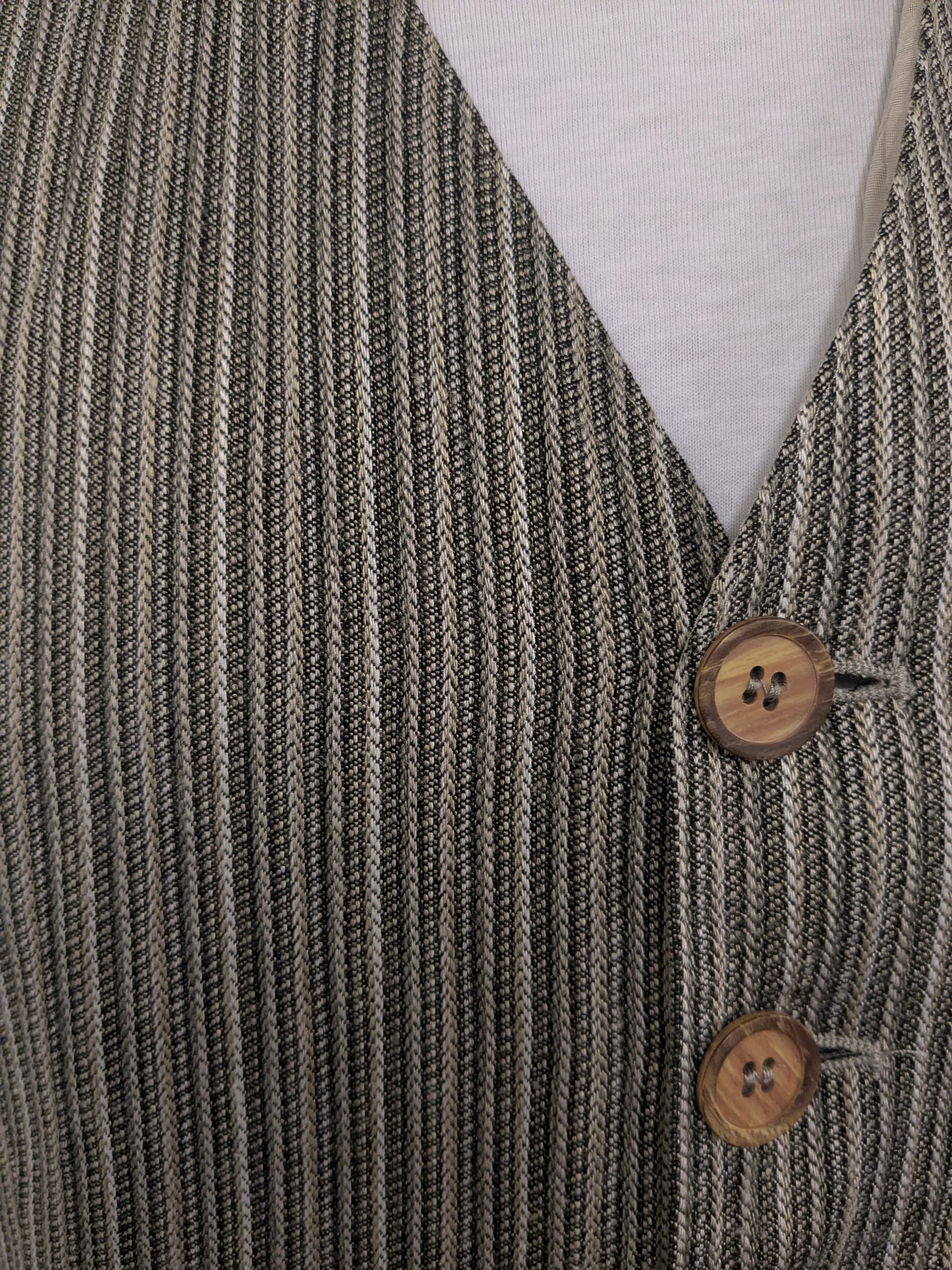 Vintage New Fast waistcoat. Beige brown striped. Size L.