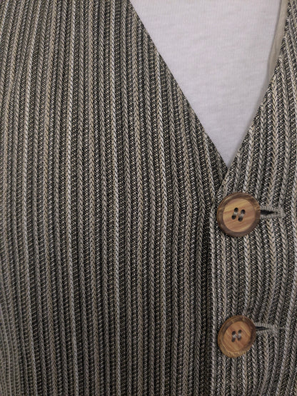 Vintage New Fast waistcoat. Beige brown striped. Size L.