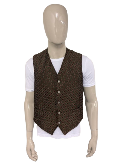 Gilet vintage. Motif noir rouge vert. Taille xl.