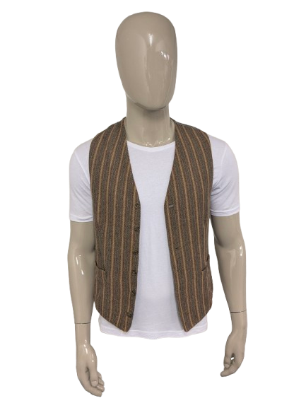 Gilet vintage C&A. Strisce blu rossa marrone. Taglia M.