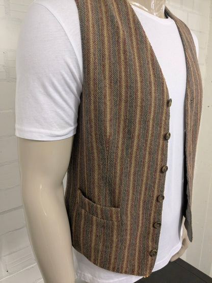 Gilet vintage C&A. Strisce blu rossa marrone. Taglia M.