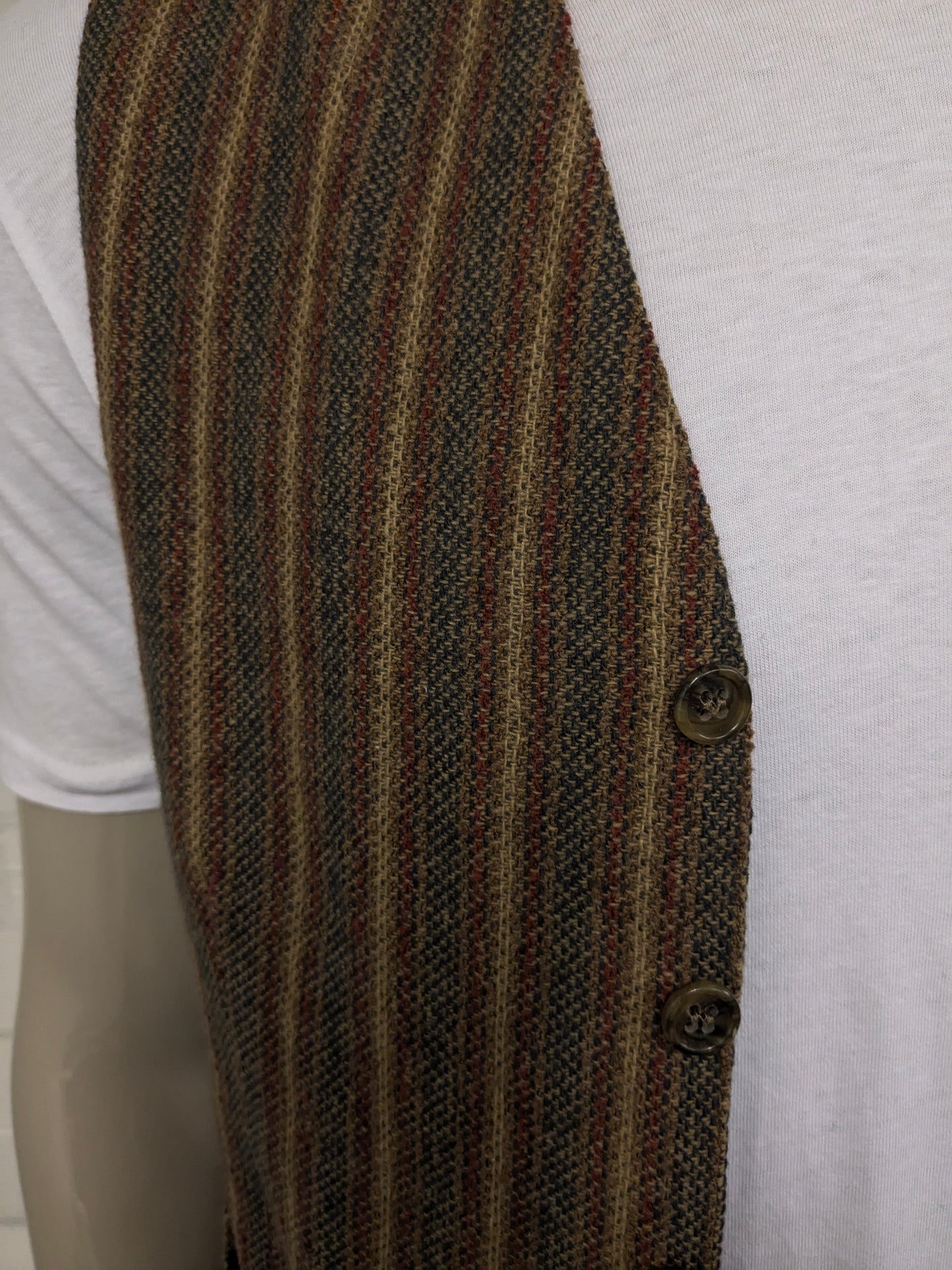 Gilet vintage C&A. Strisce blu rossa marrone. Taglia M.