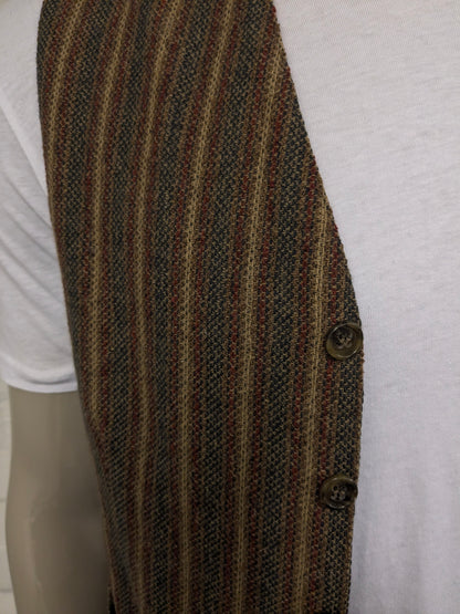 Gilet vintage C&A. Strisce blu rossa marrone. Taglia M.