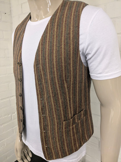 Gilet vintage C&A. Strisce blu rossa marrone. Taglia M.