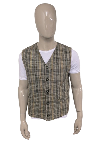 Vintage waistcoat. Kaki green yellow. Size L.