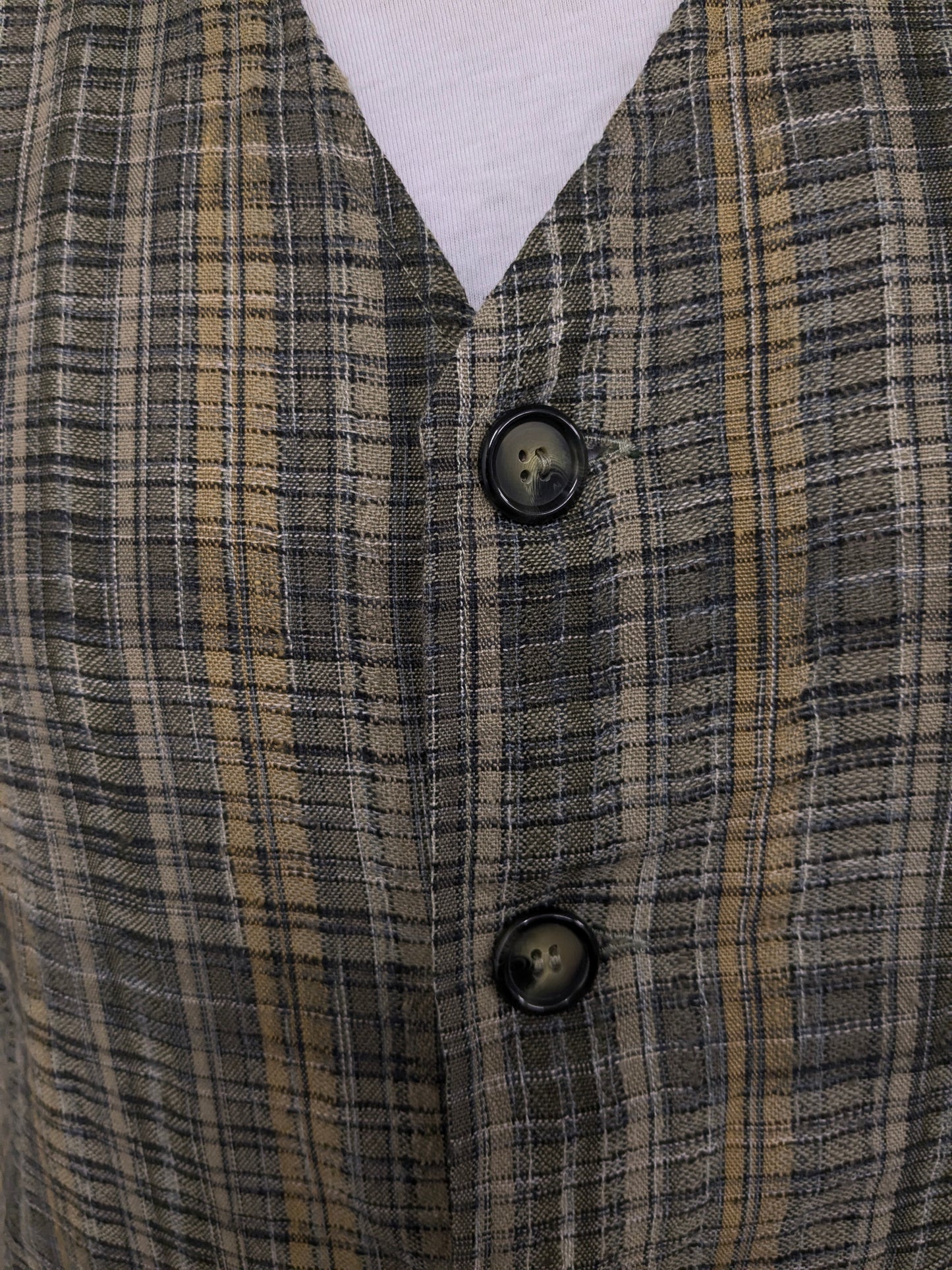 Vintage waistcoat. Kaki green yellow. Size L.