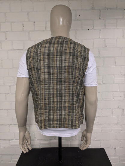 Vintage waistcoat. Kaki green yellow. Size L.