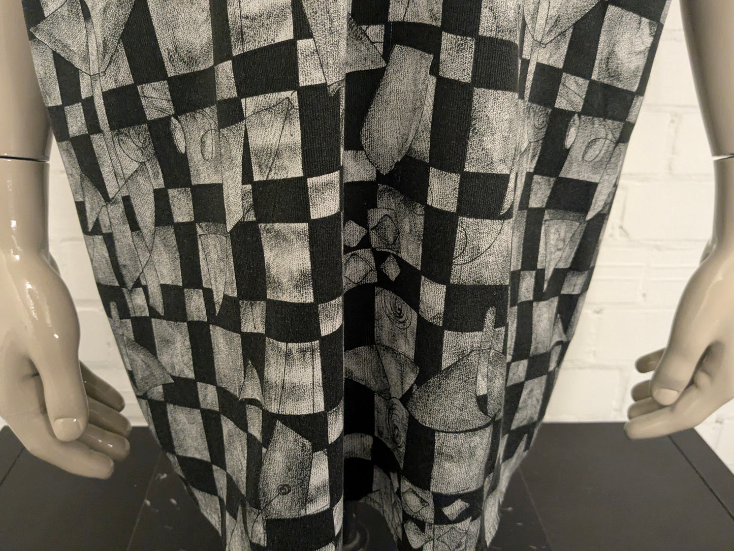 Vintage Kingsroad overhemd polo met rits. Zwart Witte print. Maat 3XL / XXXL.