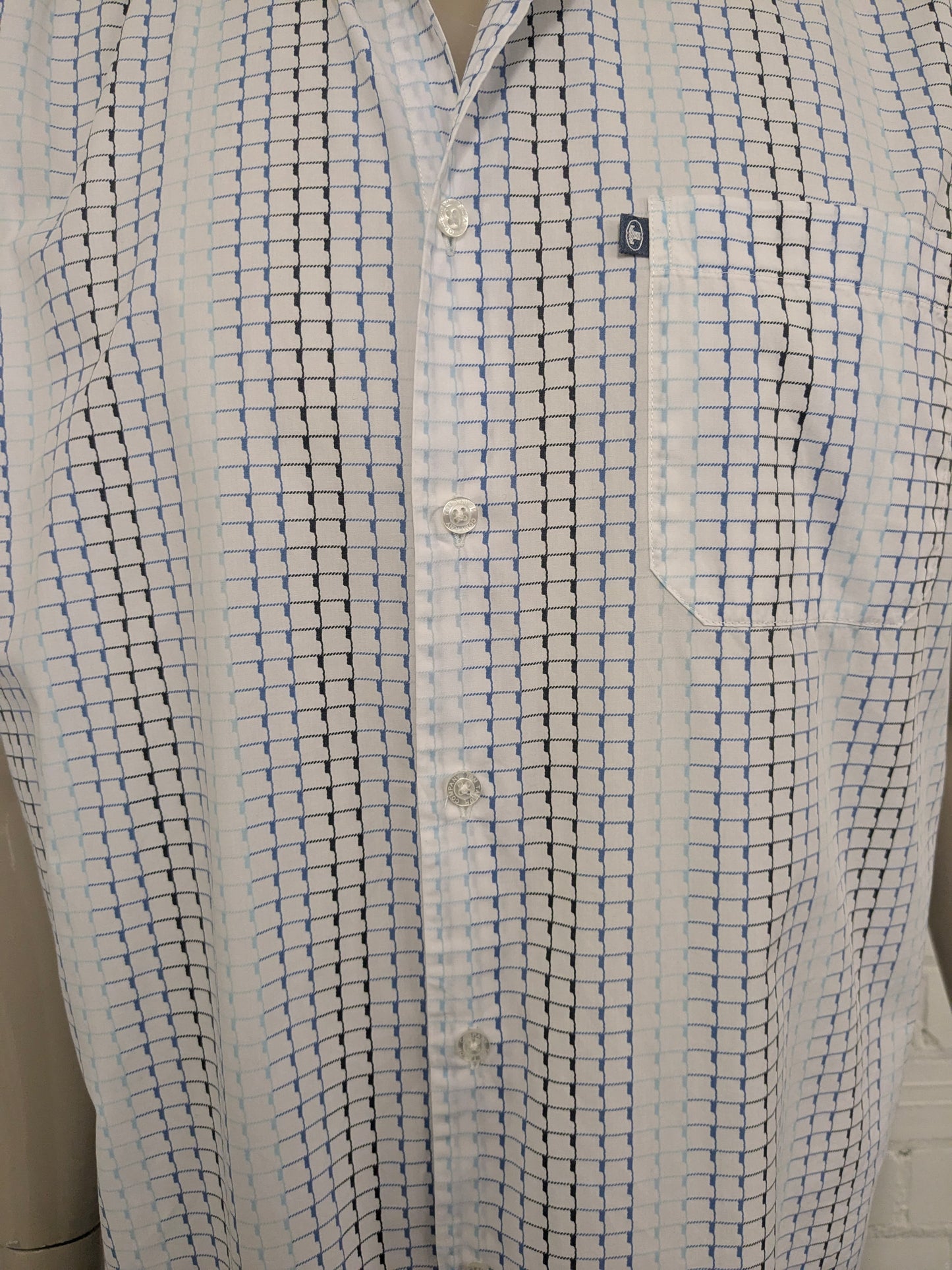 Tom Tailor Shirt Short Maniche. Stampa blu in bianco e nero. Taglia XL.